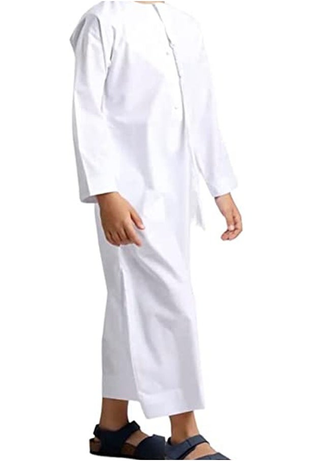 Generic - YATHREB Kids white Kandoora Thobe Arab dress Thobe, Dishdasha, Kandora Arabic Muslim Wear For Kids Islamic Muslim Praying Dressing Robe - Image 1