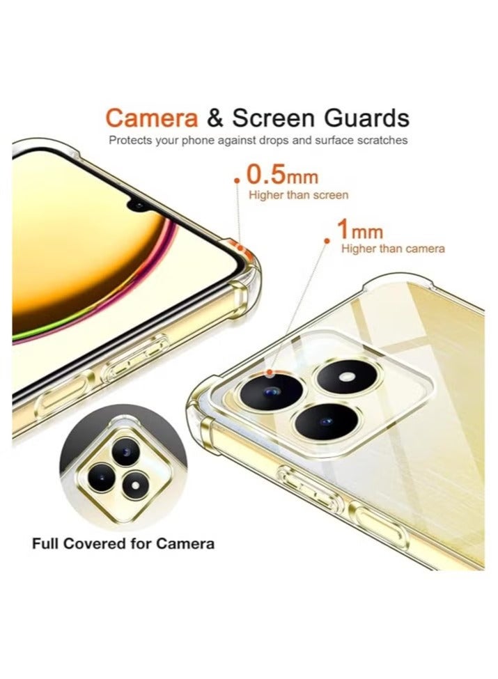 Case Compatible with Realme C63 C61 4G, Clear Case Four Corners Full Body Protection TPU Anti-Yellow Phone Cover - Clear - Image 3