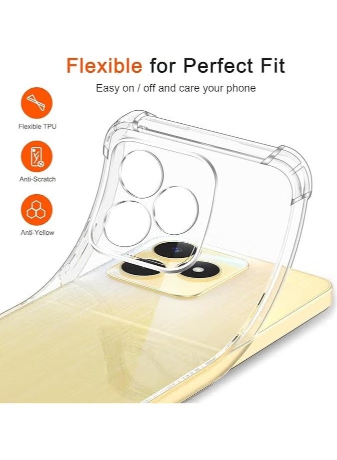 Case Compatible with Realme C63 C61 4G, Clear Case Four Corners Full Body Protection TPU Anti-Yellow Phone Cover - Clear - Image 2