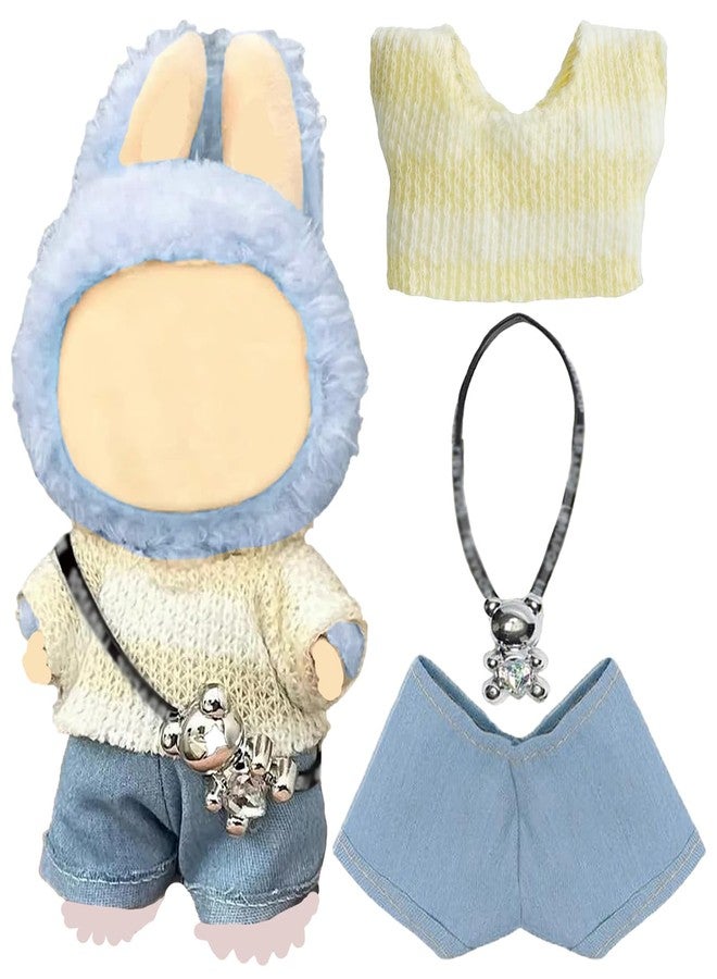 SHUOXUKE Doll Clothes Set and Accessories (No Doll), 2025 Stylish Exquisite Adorable Designed Clothes Outfit for 15cm/17cm with Sweater + Denim Jeans + Pants White - Image 2