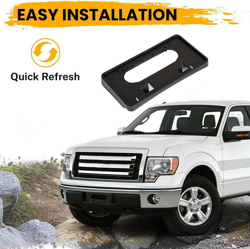 ECOTRIC for 2009-2014 Ford F150 Front Bumper License Plate Holder Frame Mounting Bracket Black, Replacement for # 9L3Z17A385A FO1068134 9L3Z-17A385-A - Image 4