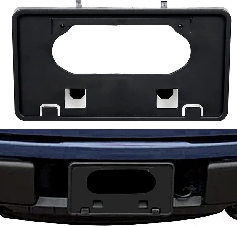 ECOTRIC for 2009-2014 Ford F150 Front Bumper License Plate Holder Frame Mounting Bracket Black, Replacement for # 9L3Z17A385A FO1068134 9L3Z-17A385-A - Image 1