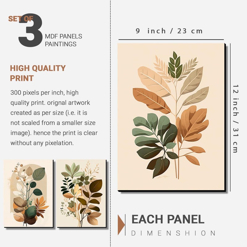 Kotart Modern Wall Art MDF Panel Painting for Wall Decoration Wall Paintings for Living Room Bedroom Big Size Wall Painting KO_TP19 x 12 inch Panel Set of 3 Art Deco 004 - Image 2