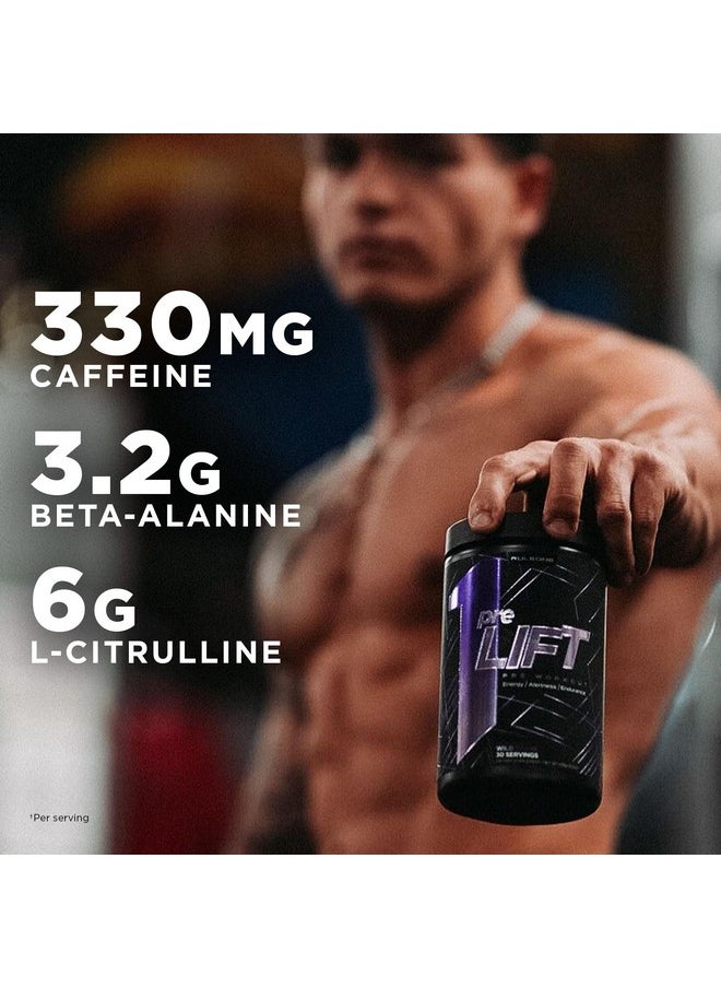 Rule 1 Proteins - Rule 1 preLIFT Pre-Workout, 6g Citrulline, 3.2g Beta Alanine, 3 Caffeine Sources + 20 Others for Energy, Alertness, & Endurance (30 Servings, Blue Raspberry) - Image 1