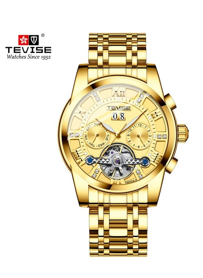 تيفيز ساعة تيفيز للرجال ساعة أنيقة ساعة ميكانيكية متعددة الوظائف مقاومة للماء