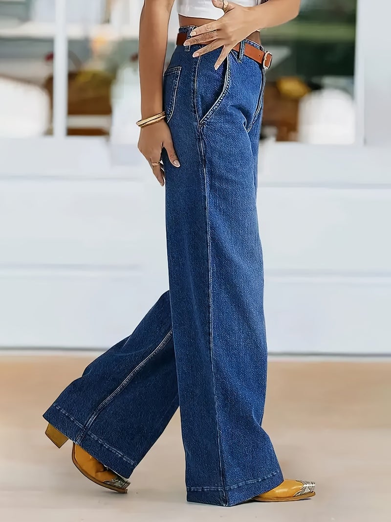 Women's Casual Wide-Leg High-Stretch Denim Pants - Image 5