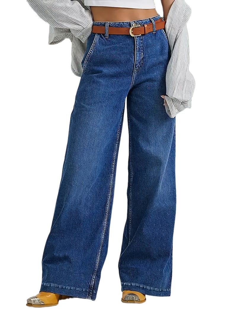 Women's Casual Wide-Leg High-Stretch Denim Pants - Image 1