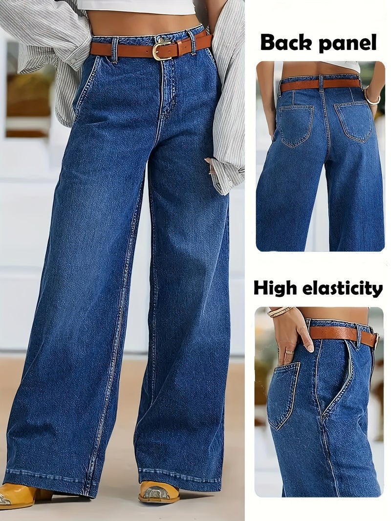 Women's Casual Wide-Leg High-Stretch Denim Pants - Image 2