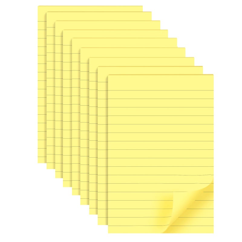YEECOK 9 Pads Lined Sticky Notes 4x6 inch Post, Canary Yellow, Clean Removal, Self-Stick Pads, Large Sticky Notes Easily Used for Home, Office, School, 40 Sheets/Pad - Image 1