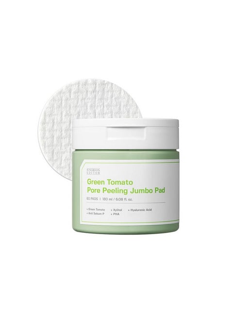 SUNGBOON EDITOR Green Tomato Pore Peeling Jumbo Pore Pad 60 Sheets | Pore Minimizer for Face | Exfoliating Pads with PHA, Green Tomato Extract, Hyaluronic Acid | Korean Skin Care