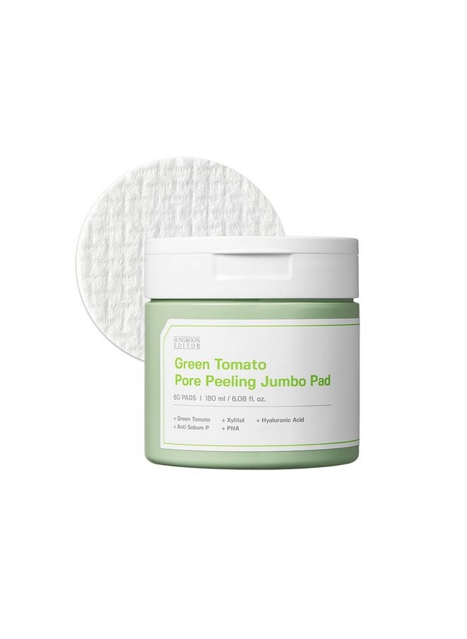 SUNGBOON EDITOR - SUNGBOON EDITOR Green Tomato Pore Peeling Jumbo Pore Pad 60 Sheets | Pore Minimizer for Face | Exfoliating Pads with PHA, Green Tomato Extract, Hyaluronic Acid | Korean Skin Care - Image 1