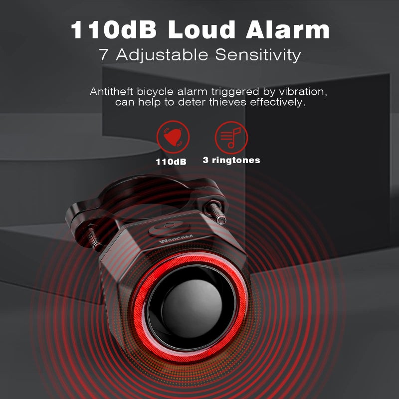 WSDCAM Smart Bike Tail Light Alarm Bike Brake Light Auto ON/Off Anti Theft Bike Alarm with Remote Waterproof Bicycle Alarm Rear Bike Light Bicycle Tail Light LED Rechargeable - Image 3