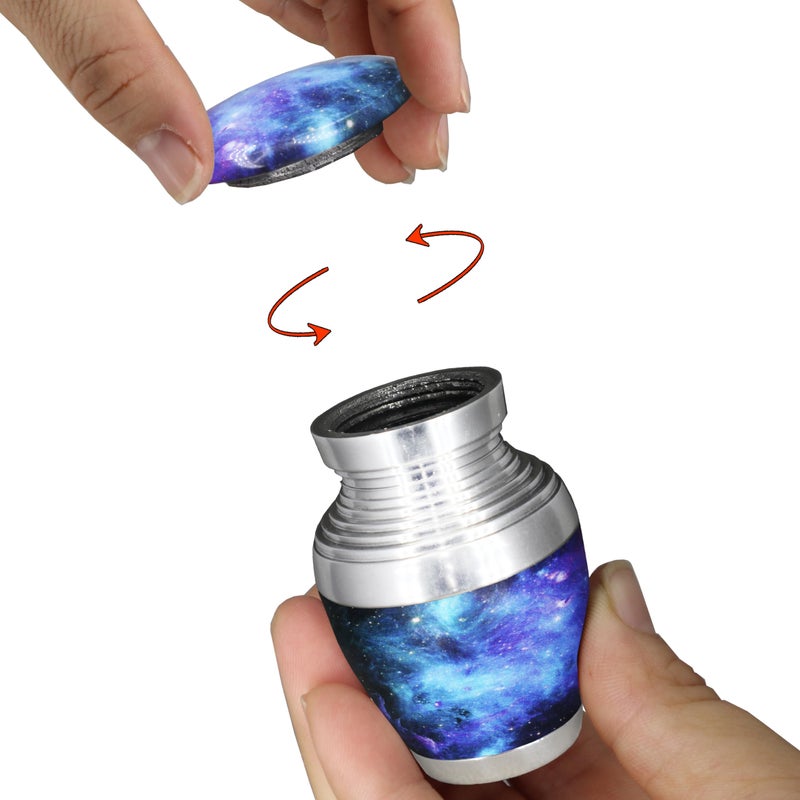 M MEILINXU Small Keepsake Urn for Ashes Adult Male & Female, Mini Urns for Human Ashes Man & Women, Funeral Decorative Cremation Container, Aurora Borealis, Blue Cosmic Galaxy Urns - Little - Image 4