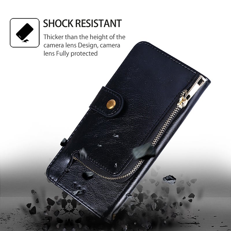HuHa Case Cover For Tecno Spark 30C 4G Zipper Bag Leather Phone Case(Black) - Image 4