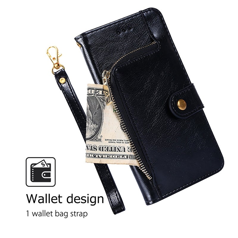 HuHa Case Cover For Tecno Spark 30C 4G Zipper Bag Leather Phone Case(Black) - Image 5