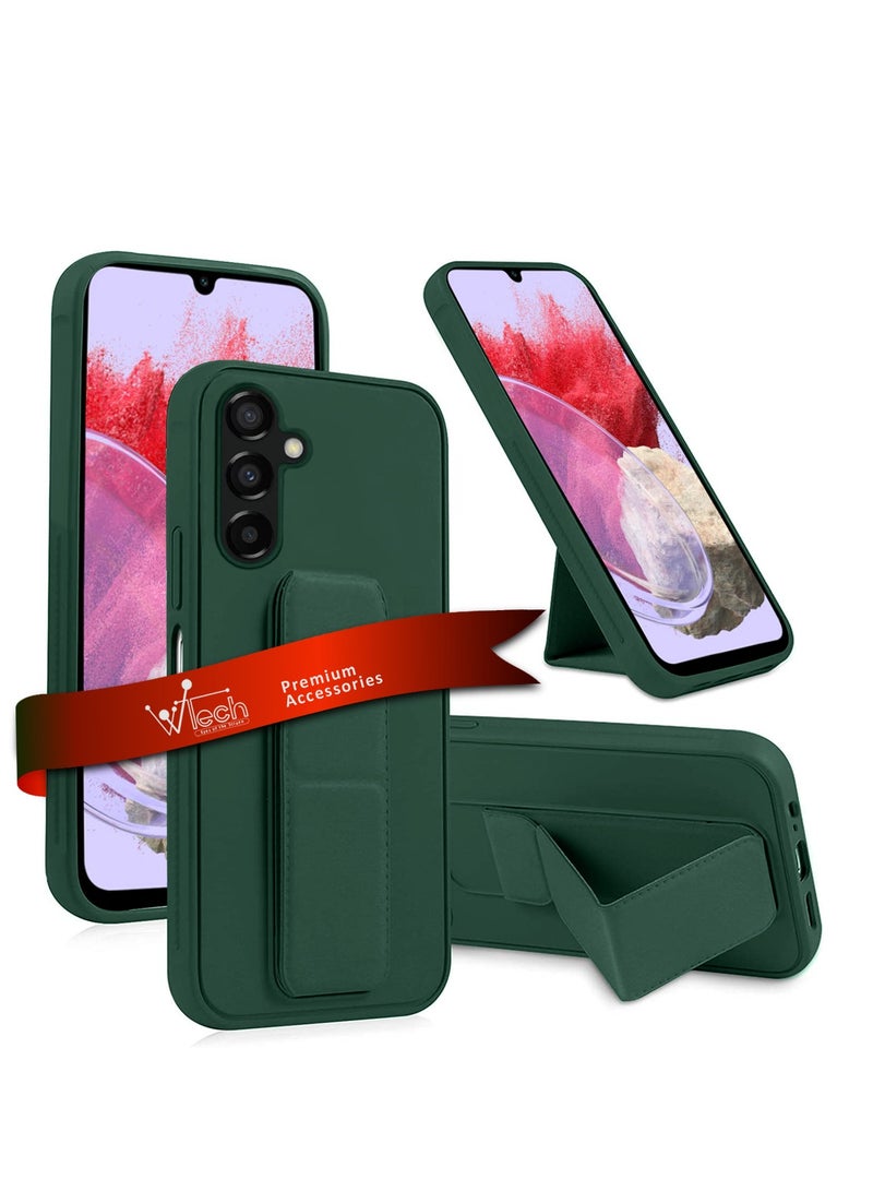 Wtech Hand Grip Foldable Magnetic Kickstand Wrist Strap Finger Grip With Built-In Iron Case Cover For Samsung Galaxy M34 5G 2023 Dark Green - Image 1