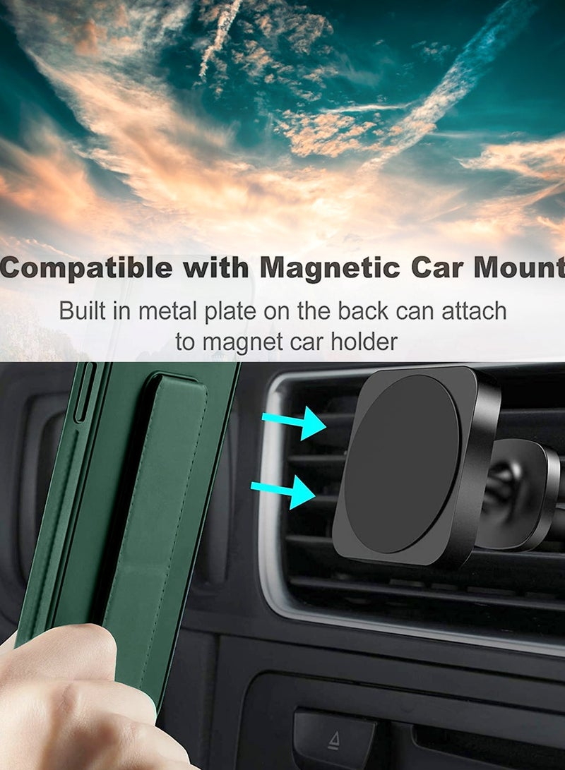 Wtech Hand Grip Foldable Magnetic Kickstand Wrist Strap Finger Grip With Built-In Iron Case Cover For Samsung Galaxy M34 5G 2023 Dark Green - Image 3