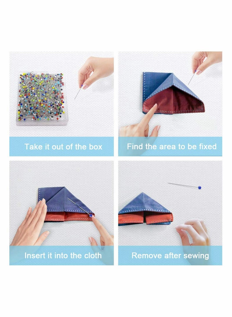 SOLARAE Sewing Pins for Fabric, Straight Pins with Colored Ball Glass Heads Long 1.5inch - Image 5