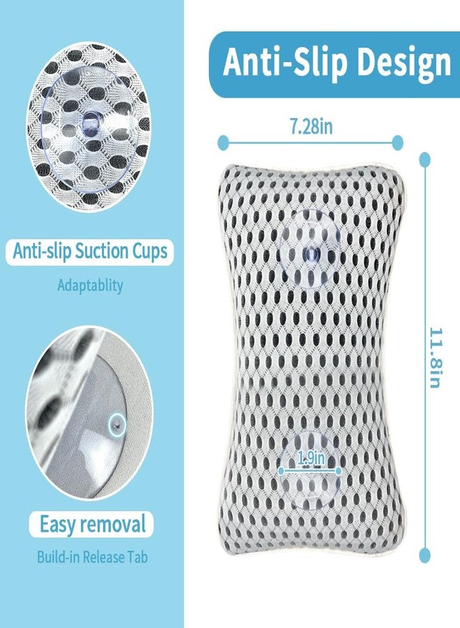 CONBELLA وسائد استحمام كونبيلا المحسّنة للحمام، وسائد مقاومة للانزلاق ومائية لدعم الرقبة والظهر مع 2 كوب شفط قوي، أساسيات سبا مريحة - Image 3