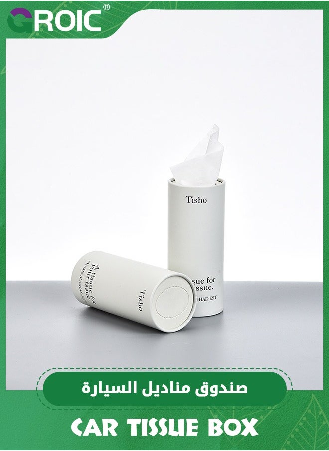 GROIC - 4 Pack Car Tissue Holder,Car Tissues Cylinder, Round Tissue Boxes for Car, Round Tube Car Tissue Box Round Container, Tissue Holder for Car - Image 1