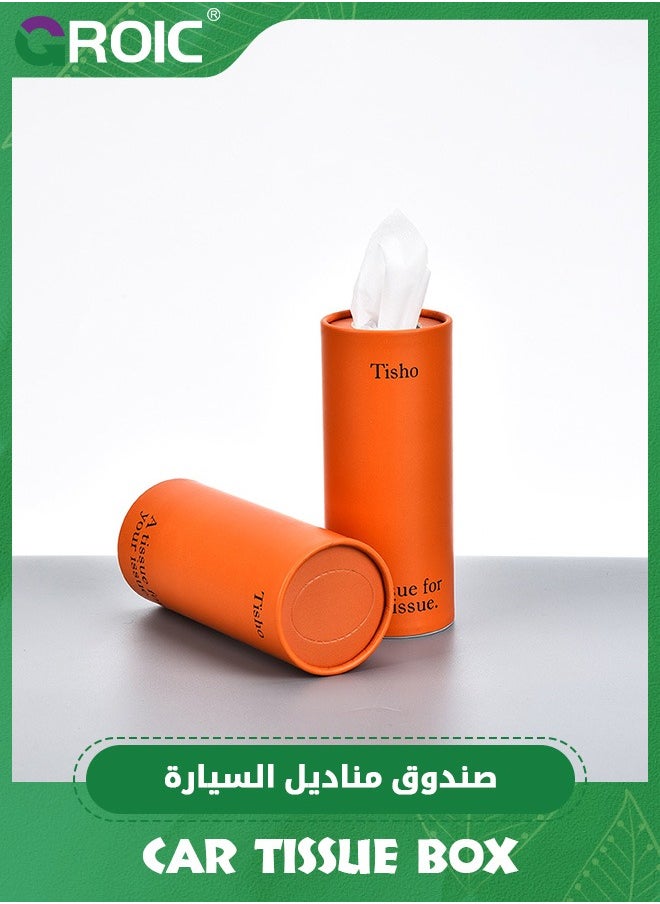 GROIC - 4 Pack Car Tissue Holder,Car Tissues Cylinder, Round Tissue Boxes for Car, Round Tube Car Tissue Box Round Container, Tissue Holder for Car - Image 1