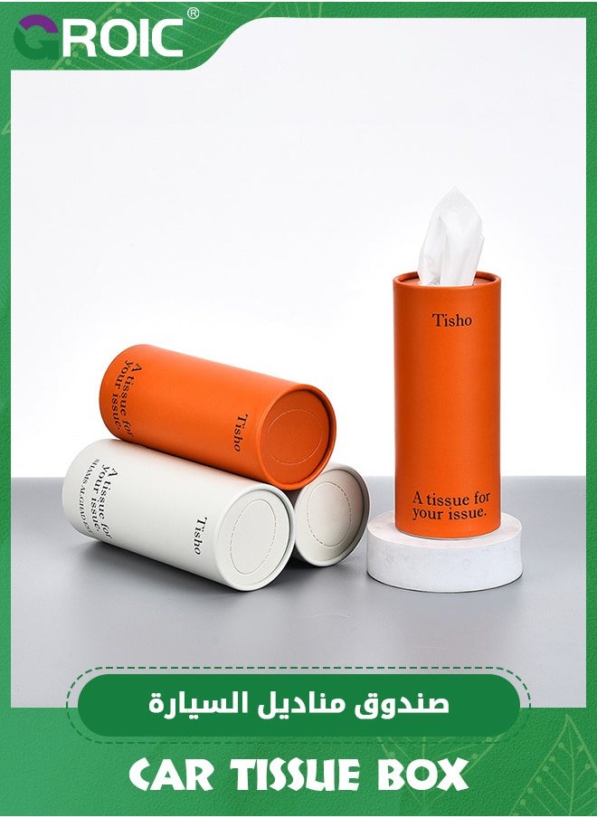 GROIC - 4 Pack Car Tissue Holder,Car Tissues Cylinder, Round Tissue Boxes for Car, Round Tube Car Tissue Box Round Container, Tissue Holder for Car - Image 1