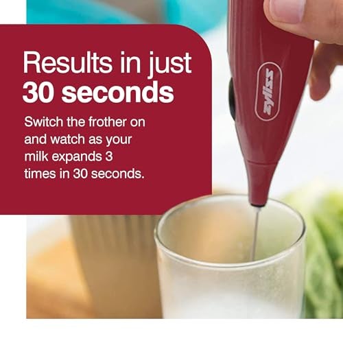 Zyliss Handheld Electric Milk Frother Wand - Versatile Drink Mixer - Frother for Coffee, Cappuccinos, Lattes or Shakes for Perfect Foam, Hot or Cold - Red - Image 4