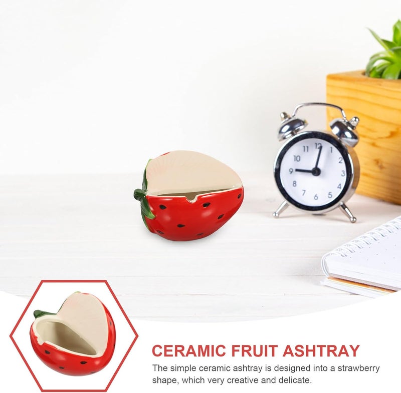 Strawberry Ceramic Ashtray Tabletop Ash Holder Nordic Style Fruit Ashtray Decorative Ornament for Home Office Desktop Use - Image 4
