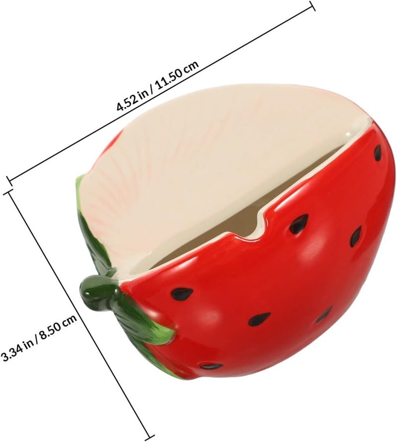 Strawberry Ceramic Ashtray Tabletop Ash Holder Nordic Style Fruit Ashtray Decorative Ornament for Home Office Desktop Use - Image 2