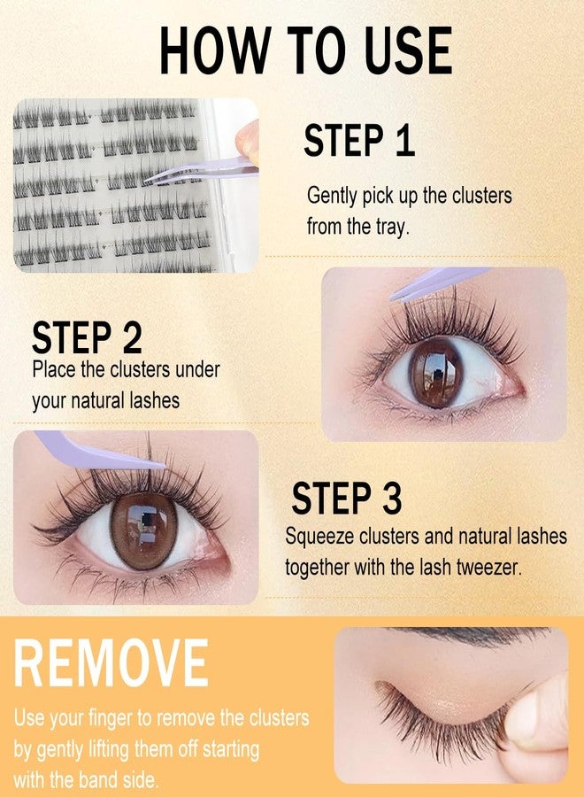MAYCREATE® 120Pcs Self Adhesive Eyelashes Kit, Natural Look Clusters No Glue Needed Wispy Reusable Press on Lashes Pre-Glue Clear Band 11-13mm with Lash Tweezers - Image 5