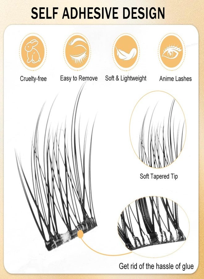 MAYCREATE® 120Pcs Self Adhesive Eyelashes Kit, Natural Look Clusters No Glue Needed Wispy Reusable Press on Lashes Pre-Glue Clear Band 11-13mm with Lash Tweezers - Image 3