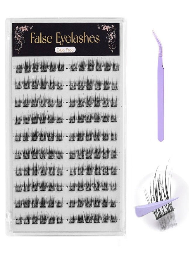 MAYCREATE® 120Pcs Self Adhesive Eyelashes Kit, Natural Look Clusters No Glue Needed Wispy Reusable Press on Lashes Pre-Glue Clear Band 11-13mm with Lash Tweezers - Image 1
