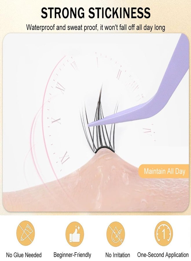 MAYCREATE® 120Pcs Self Adhesive Eyelashes Kit, Natural Look Clusters No Glue Needed Wispy Reusable Press on Lashes Pre-Glue Clear Band 11-13mm with Lash Tweezers - Image 4