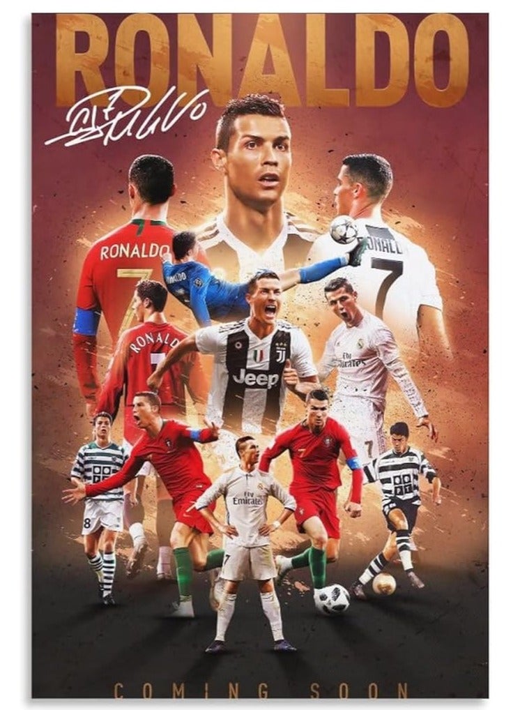 مؤسسة فكرة اليوم ملصق كريستيانو رونالدو 2 جدار الفن قماش طباعة ملصق المنزل الحمام غرفة نوم مكتب غرفة المعيشة ديكور قماش ملصق غير الإطار: 16 × 24 بوصة (40 × 60 سم) - Image 1
