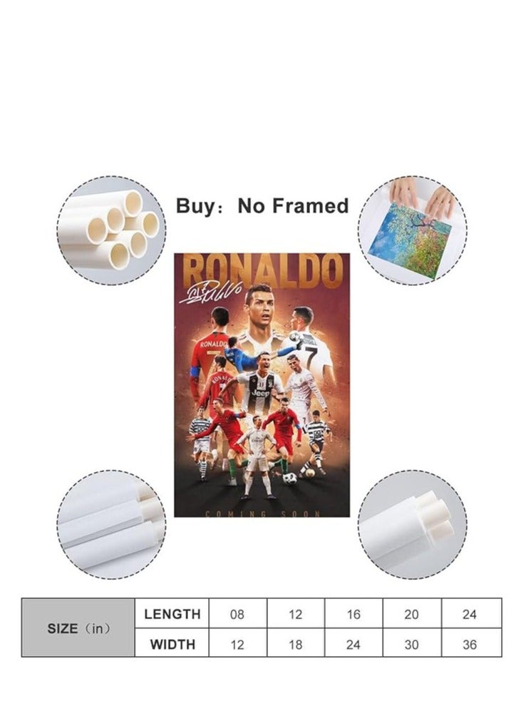مؤسسة فكرة اليوم ملصق كريستيانو رونالدو 2 جدار الفن قماش طباعة ملصق المنزل الحمام غرفة نوم مكتب غرفة المعيشة ديكور قماش ملصق غير الإطار: 16 × 24 بوصة (40 × 60 سم) - Image 2