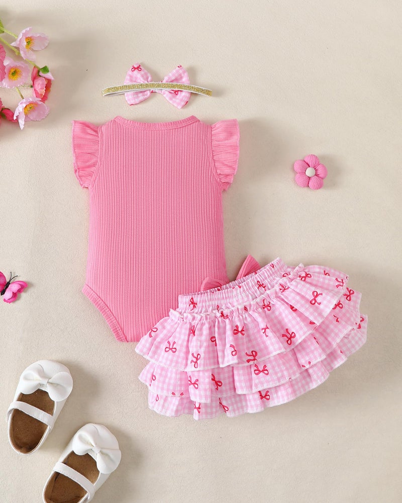 Mioglrie Baby Girl Clothes 0-3 Months Infant Newborn Baby Girls Outfits Summer Pink Floral Short Sets Ruffle Sleeveless Clothes Newborn Girl Outfits - Image 4