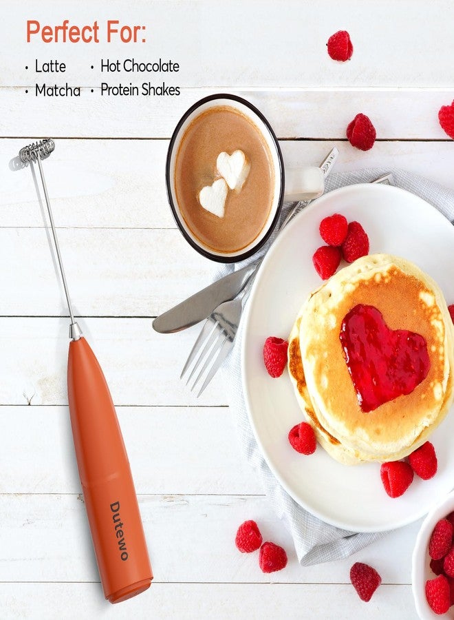Dutewo Hand Mixer Milk Frother for Coffee - Dutewo Frother Handheld Foam Maker for Lattes, Electric whisk Drink Mixer Mini Foamer for Cappuccino, Frappe, Matcha, Hot Chocolate, Red 178C - Image 5