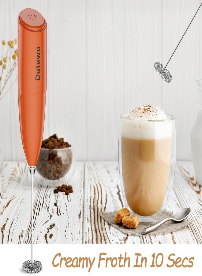 Dutewo Hand Mixer Milk Frother for Coffee - Dutewo Frother Handheld Foam Maker for Lattes, Electric whisk Drink Mixer Mini Foamer for Cappuccino, Frappe, Matcha, Hot Chocolate, Red 178C - Image 2