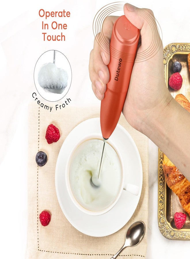 Dutewo Hand Mixer Milk Frother for Coffee - Dutewo Frother Handheld Foam Maker for Lattes, Electric whisk Drink Mixer Mini Foamer for Cappuccino, Frappe, Matcha, Hot Chocolate, Red 178C - Image 3