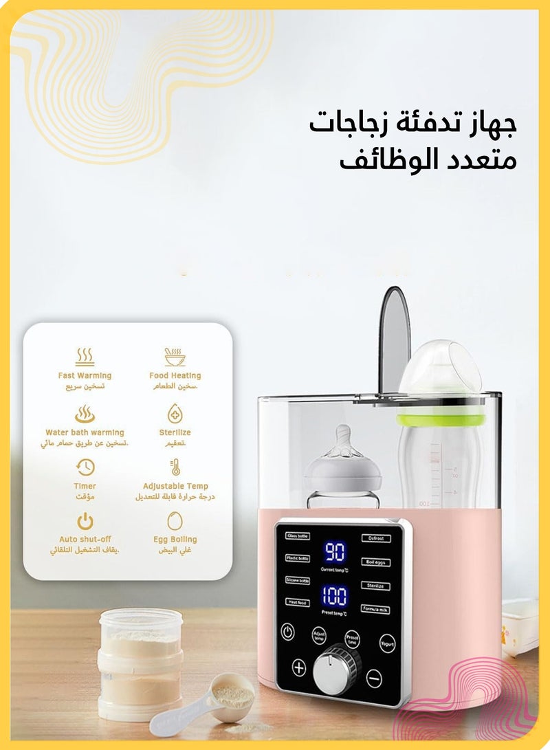 She&Little Multifunction Baby Bottle Warmer, Fast & Accurate Heating for Breastmilk and Baby Food, Dual Bottle Design, Smart LCD Display, Auto Shut-Off Safety, Ideal for Night Feeding(Pink) - Image 3
