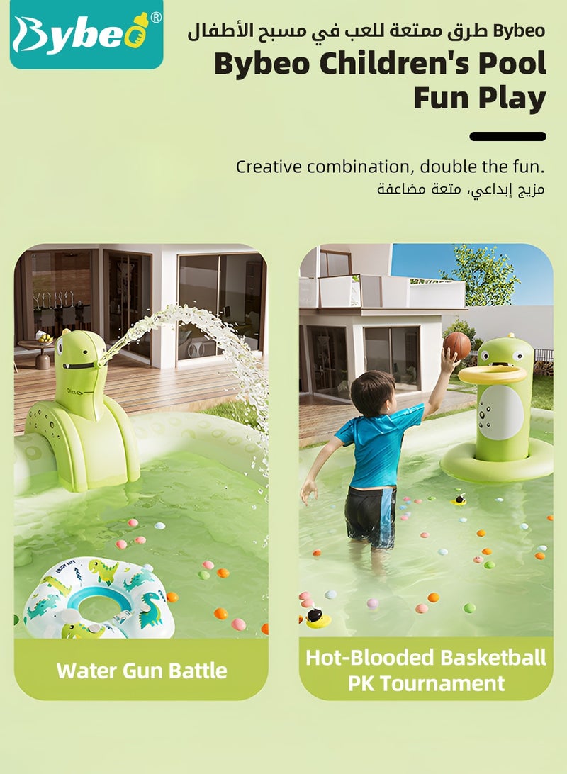 بيبو حمام سباحة قابل للنفخ مع مظلة للأطفال والعائلة، مناسب للاستخدام في الهواء الطلق في الفناء الخلفي أو الحديقة، مسبح ترفيهي للأطفال الصغار، مسبح مزود بقاعدة غير قابلة للانزلاق لحفلات الماء، يشمل مضخة هواء كهربائية و8 كرات محيط. - Image 5