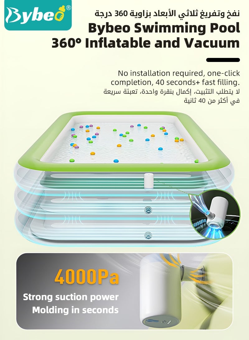 بيبو حمام سباحة قابل للنفخ مع مظلة للأطفال والعائلة، مناسب للاستخدام في الهواء الطلق في الفناء الخلفي أو الحديقة، مسبح ترفيهي للأطفال الصغار، مسبح مزود بقاعدة غير قابلة للانزلاق لحفلات الماء، يشمل مضخة هواء كهربائية و8 كرات محيط. - Image 4