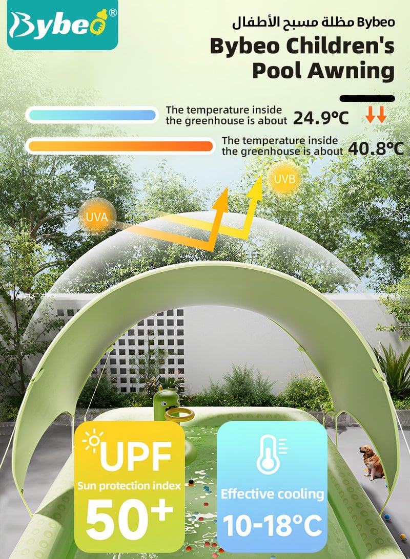 بيبو حمام سباحة قابل للنفخ مع مظلة للأطفال والعائلة، مناسب للاستخدام في الهواء الطلق في الفناء الخلفي أو الحديقة، مسبح ترفيهي للأطفال الصغار، مسبح مزود بقاعدة غير قابلة للانزلاق لحفلات الماء، يشمل مضخة هواء كهربائية و8 كرات محيط. - Image 3