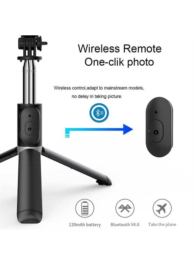 KOMI Selfie Stick - 4 in 1 Selfie Stick Tripod Mini Extendable Phone Tripod Portable with Detachable Wireless Remote Compatible with iPhone Samsung Camera Android(Black) - Image 5