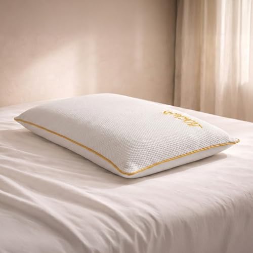 SleepyCat CoolTEC™ Memory Foam Pillow | Full Size Ortho Support Pillow | No Sagging, Breaking or Flattening | Up to 4° Cooler | Perforated Memory Foam for Airflow | White, Set of 1 (25 x 16 Inches) - Image 2