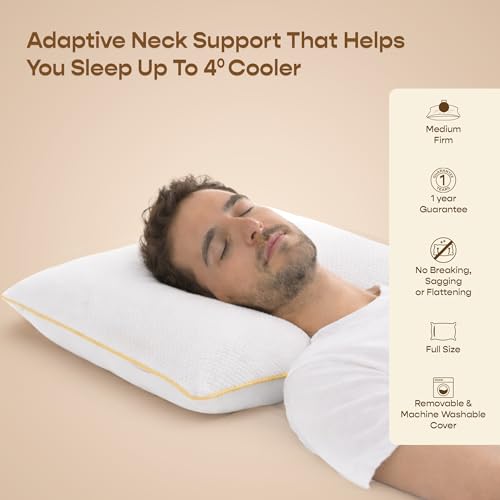 SleepyCat CoolTEC™ Memory Foam Pillow | Full Size Ortho Support Pillow | No Sagging, Breaking or Flattening | Up to 4° Cooler | Perforated Memory Foam for Airflow | White, Set of 1 (25 x 16 Inches) - Image 3