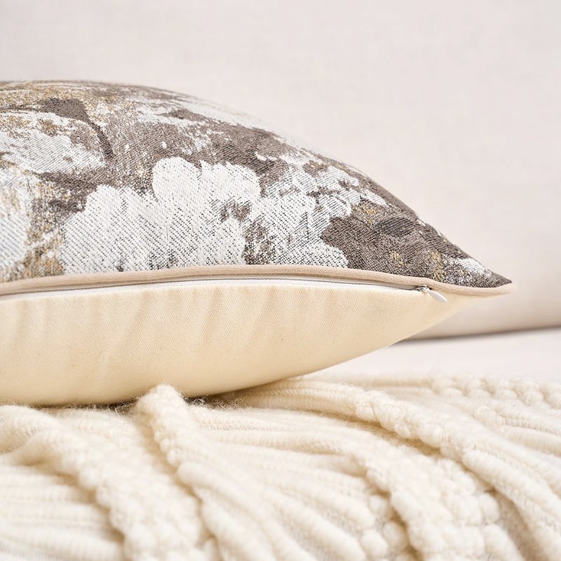 Yangest Neutral Flower Pillow Cover 18 x18 Inches, Nature Chenille Square Throw Pillow Cover Soft Luxury Accent Couch Pillow Cover for Living Room Bedroom, Beige - Image 3