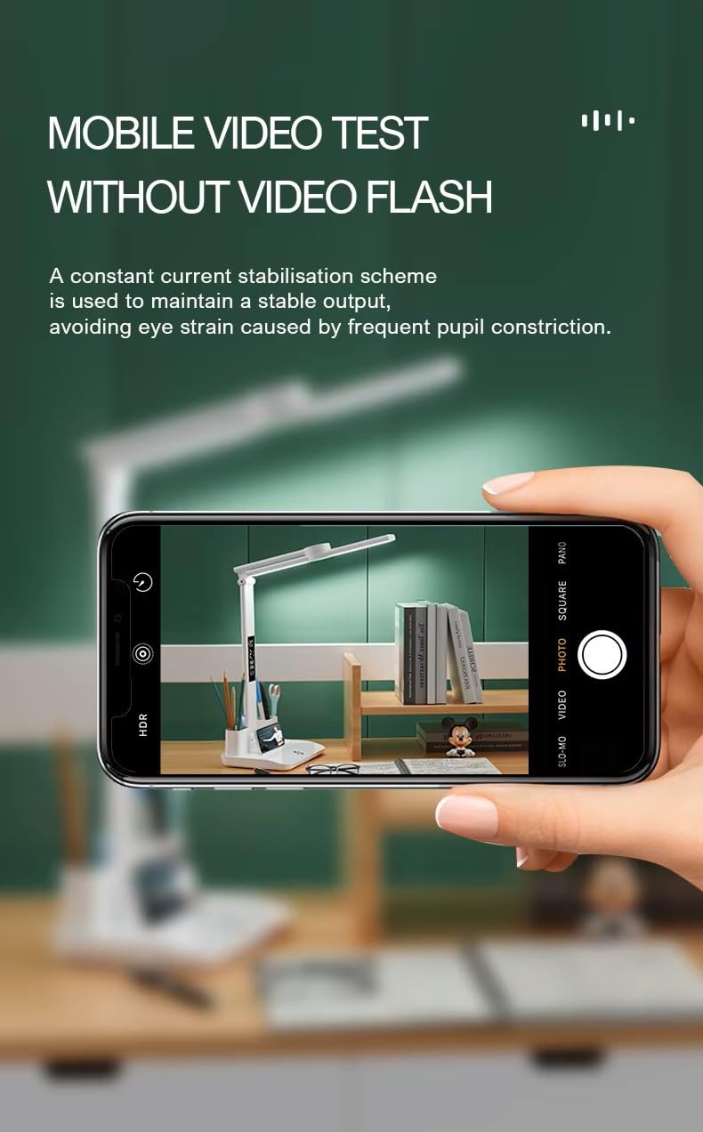HUMAIZAR LED Table Lamp with Pen Holders Time Date Temperature Display Dimmable 3 Colour Modes Touch Control Rechargeable Foldable EyeCaring Men Women Gifts White Color - Image 3