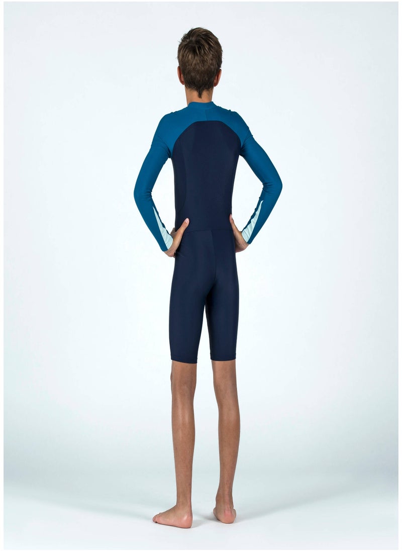 NABAIJI NABAIJI by DECATHLON, Boys' Wetsuit Shorty 100 Long-Sleeved Sun Protection & Quick-Dry Two-Tone Blue  - Image 3