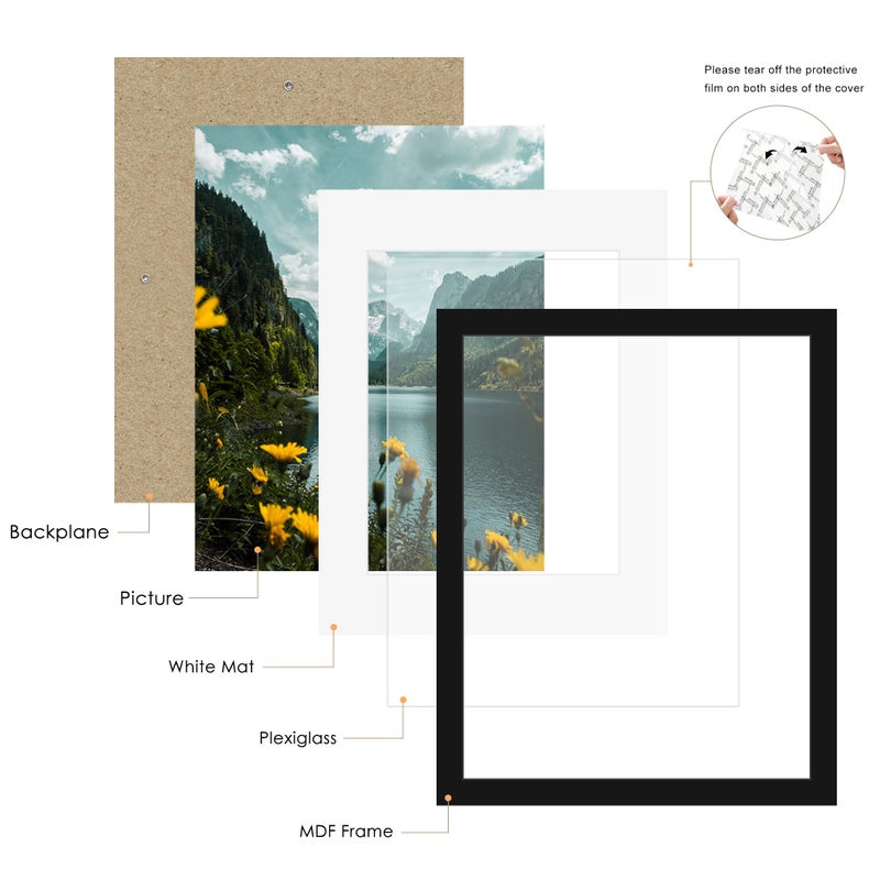 Picrit 15x19 Picture Frame 3 Pack, Black Poster Frame, Display Poster 11 x 14 with Mat or 15 x 19 without Mat for Horizontal or Vertical Wall Mounting - Image 5